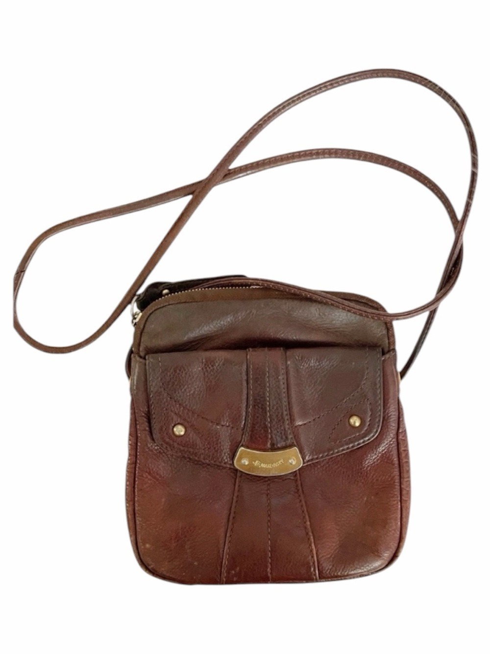 b. makowsky Brown Leather Crossbody Bag